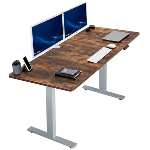 VIVO Electric 71 x 30 in Rustic Standing Desk, Memory Height Adjustment, 1B Series, Vintage Brown Top Gray Frame, DESK-KIT-1G7N - Image 1