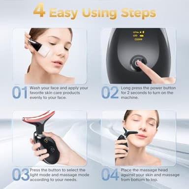 MCSYPOAL 7-in-1 Deplux Face Neck Massager for Skin Care at Home, Facial Massager Glossy Black - Image 5