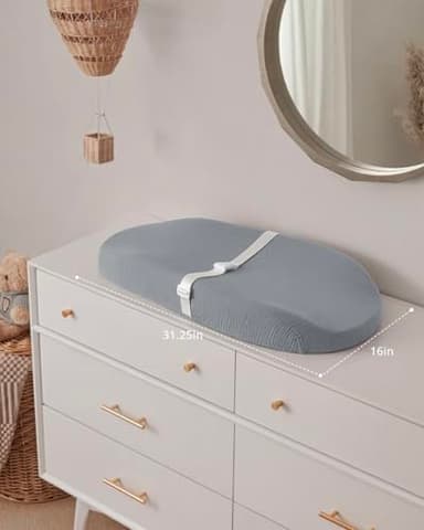 Blissful Diary Muslin Baby Changing Pad with Waterproof Lining Foam, Diaper Changing Table Pad with Cover for Dressers (Gray, Avocado) - Image 7
