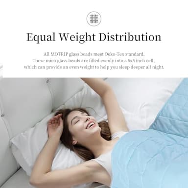 MOTRIP Weighted Blanket for Adults Queen Size 20 lbs, Cooling Blanket for Hot Sleepers, Machine Washable Soft Bed Blanket with Premium Glass Beads, 60''x80'' 20 Pounds Blue - Image 5