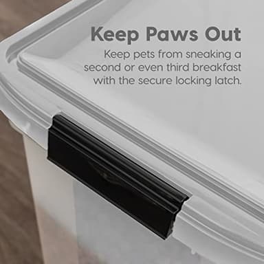 IRIS USA Airtight Dog Food Storage Container, WeatherPro, Up to 50 lbs, Removable Wheels, for Dog Cat Bird and Other Pet Food Storage Bin, Keep Fresh, Translucent Body, Made in USA, Clear/Gray - Image 7