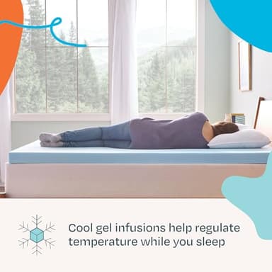 LINENSPA Memory Foam Mattress Topper - 3 Inch Gel Infused Memory Foam - Plush Feel - Cooling and Pressure Relieving - CertiPUR Certified - Dorm Room Essentials - Twin XL Size - Image 2