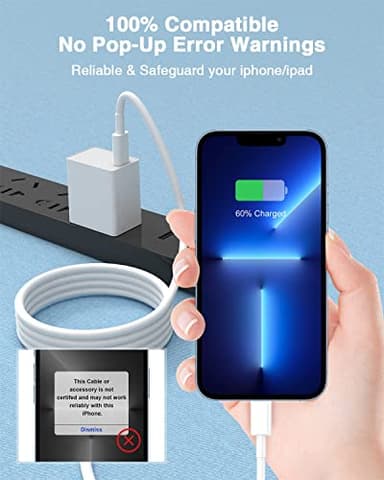 USB C to Lightning Cable (2pack 6ft), Apple MFi Certified iPhone Fast Charger 2m, Power Delivery Original Type C Charging Cord for Apple iPhone 13/12/11 Pro/11/XS MAX/XR/8/7/6s Plus,iPad (White) - Image 3