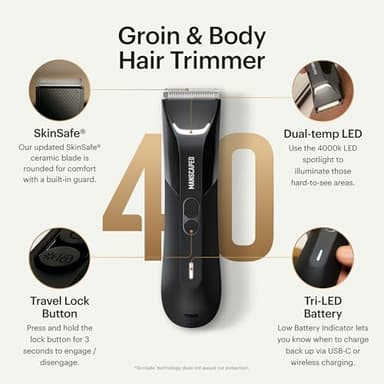 MANSCAPED® The Lawn Mower® 4.0 PRO - Groin & Body Hair Trimmer, Updated SkinSafe® Trimmer Blade, Waterproof Wet/Dry Groomer, USB-C & Wireless Charging Compatible, Men’s Ball Shaver with Travel Lock - Image 2