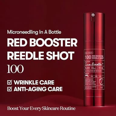 VT COSMETICS Red Booster Reedle Shot 100, Microneedling Serum with Dragon’s Blood, Exosome, Soothing Relief Serum for Irritated, and Sun-Stressed Skin, Scalp Care, Korean Skincare 1.69 fl oz (50ml) - Image 2