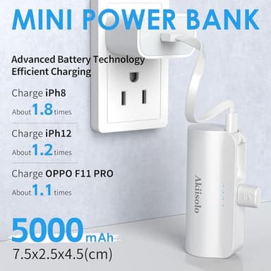 Portable Charger Power Bank For iPhone With Dual Infterface, Real 5000mAh , Mini Phone Charger Battery Pack Fast Charging Compatible with iPhone 15/14/14 Pro Max/14 Plus/13/12/11/X/8/7/6, More (white) - Image 4