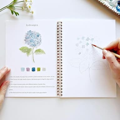 Watercolor Workbook,44 Spiral-Bound Pages Beginner-Friendly Animals Watercolor Workbooks with Paint Brushes and 12 Colors of Paint,Arts and Crafts Supplies Gift for Kids Adults Teens (Flowers) - Image 6