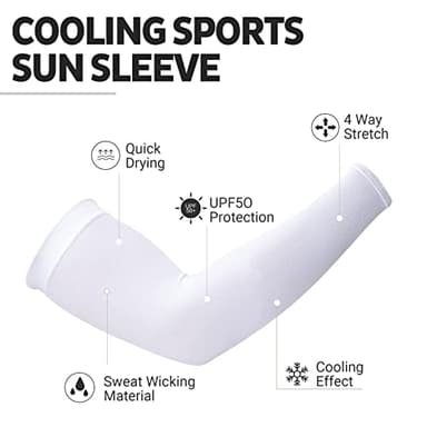 HEGCOIIE 5 Pairs UV Sun Protection Cover Cooling Arm Sleeves Compression UPF 50 Tattoo Cover Up Sleeve for Men Women,Running Golf (5 White) - Image 5
