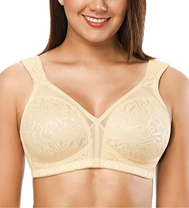 ZeroBound Women's Minimizer Bras Comfort Cushion Strap Wirefree Full Coverage Large Bust Non-Padded Bra(Nude,40DD) - Image 1