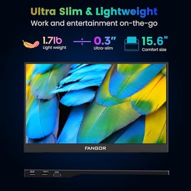 FANGOR Portable Monitor, 15.6" FHD 1080P Travel Monitor for Laptop, Ultra-Slim HDR IPS Computer Gaming Display, USB-C HDMI Screen Extender with Smart Cover for Laptop PC Phone Mac Xbox PS4/5 Switch - Image 8