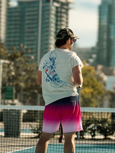 SURF CUZ Mens Swim Trunks with Compression Liner Mens Swimming Trunks 5 Inch Bathing Suit with Zipper Pockets Quick Dry Swim Shorts Cherry Pink Gradient Medium - Image 3