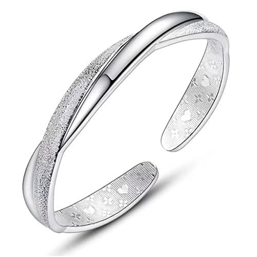 Sterling Silver Cuff Bracelets for Women, Handmade Bracelet for Women, Silver Bangle Bracelets for Women, Mom Gifts, Birthday Gifts for Women (Silver cuff-3) - Image 1