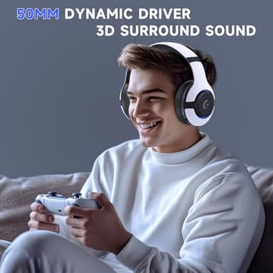 Gtheos Wireless Gaming Headset for ps5, ps4, Elden Ring, PC, Mac, Switch, Bluetooth 5.3 Gaming Headphones with Noise Canceling Microphone, 45H Battery, RGB Light, White - Image 5