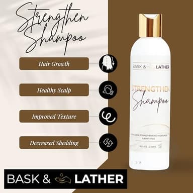 BASK & LATHER Strengthen Hair Shampoo – All-Natural, pH‑Balanced Formula for Hair Growth & Repair, Sulfate‑Free, Silicone‑Free, Paraben‑Free, 8 oz - Image 3