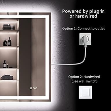 LOAAO 36X36 LED Bathroom Mirror with Lights, Anti-Fog, Dimmable, Backlit + Front Lit, Lighted Bathroom Vanity Mirror for Wall, Memory Function, Tempered Glass, Safe to Use, ETL Listed - Image 6