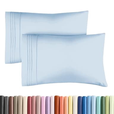 King Pillow Cases Set of 2 - Ultra Soft Hotel Quality Pillowcase Covers - Luxury Comfy Bedding for Women, Men, Kids and Teens - Machine Washable Pillow Protectors - 2 Pieces Set - King Size Sky Blue - Image 1