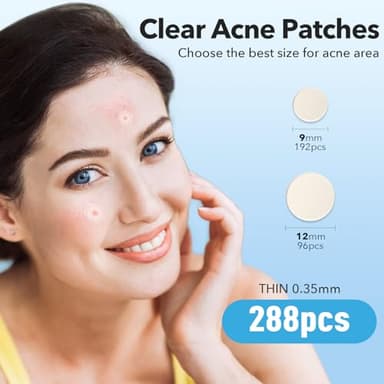 Pimple Patches for Face, Hydrocolloid Acne Patches, Cute Round Shape Zit Covers, Spot Stickers with Tea Tree, Salicylic Acid & Cica Oil| 2 Sizes (9mm, 12mm) |288 Count - Image 2