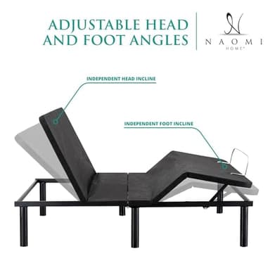 Naomi Home Serenity Full Adjustable Bed Base, Zero Gravity, Wireless Remote, USB Ports, 800 lb Capacity, Black Metal Frame, Easy Assembly for Enhanced Comfort and Relaxation - Image 6