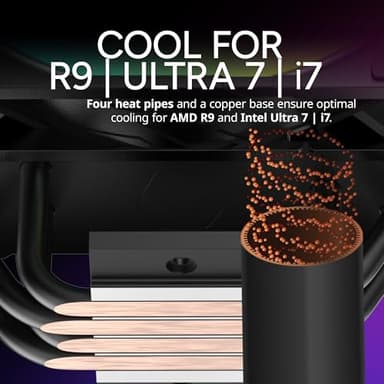 Cooler Master Hyper 212 Pro aRGB CPU Air Cooler, SickleFlow Edge 120 PWM Fan, Composite 4 Copper Heat Pipes, 152mm Tall, Sleek Top Cover, AMD Ryzen AM5|AM4, Intel LGA 1851|1700 Brackets - Image 3
