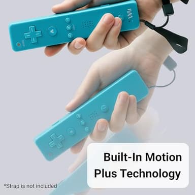 Wii Remote with Motion Plus - Wireless Bluetooth Game Controller - Official Wii and Wii U Compatible - 2 Pack (Renewed) (Blue) - Image 4