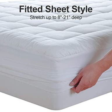 EASELAND Queen Size Mattress Pad Pillow Top Mattress Cover Quilted Fitted Mattress Protector Cotton Top Stretches up 8-21" Deep Pocket Cooling Mattress Topper (60x80 inch, White) - Image 6