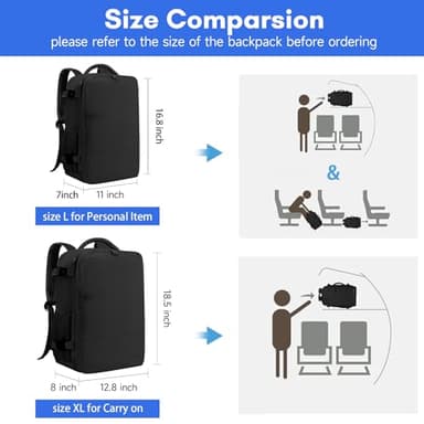 Taygeer Travel Laptop Backpack for Men Women, Airplane Approved Travel Backpack Suitcase with Usb Charging Port, Lightweight College 35l Luggage Bag 15.6inch Laptop Mochila Gifts for Business,Black - Image 7