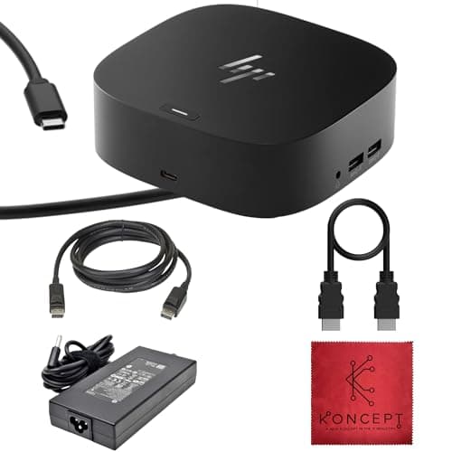 Koncept 5TW10AA / 5TW10UT / 5TW10AA#ABB for HP Replacement Docking Station for Laptop Dual Monitor Bundle - 1 Year Warranty - USB-C Dock G5 - with 120W, HDMI, DP Cable (Renewed) - Image 1