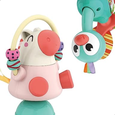 iPlay, iLearn Baby Rattles Set, Infant High Chair Toys W/Suction Cup, Grab N Spin, Interactive Development Baby Tray Toy, Newborn Gifts for 6, 9, 12, 18, 24 Months, 1 2 Year Olds, Boys Girls Kids - Image 7