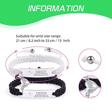VDKIDKT Braided Couples Bracelets Handmade Braided Rope ID Plate for Women Men Friendship Engraved Bracelets Set for Anniversary Birthday Gift (No Matter Where We Go) - Image 3
