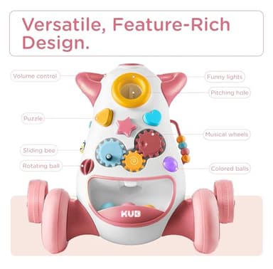 KÜB Montessori Baby Walker - Interactive Push Toy for Toddlers Learning to Walk with Soft Music & Lights, Adjustable Speed & Non-Slip Wheels, Educational Activity Center - Image 7