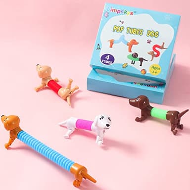 Dog pop Tubes fidgets, Travel Toys for Toddlers 3-5, Sensory Toys for Kids 5-7, fidgets for Kids, Animal pop Tubes, Easter Egg fillers,Easter Basket Stuffers(4 Pack Dog) - Image 9
