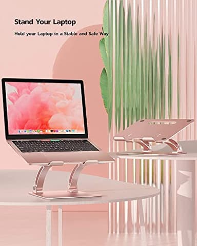 Nulaxy Fully Adjustable Laptop Stand for Desk, Dual Foldable Aluminum Computer Riser with Heat-Vent, Ergonomic Notebook Holder Portable Office Accessories Compatible with All 10-17" Laptops, Pink - Image 4