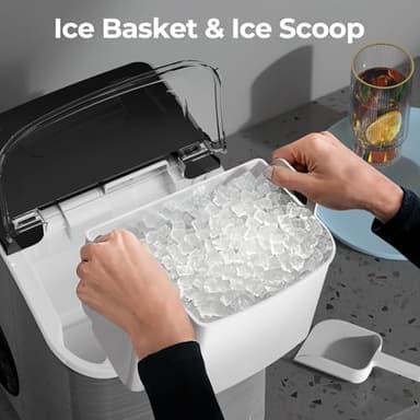Nugget Ice Maker Countertop, 35.5Lbs/24Hrs Chewable Sonic Ice Machine with Self-Cleaning, Handle, Water Tank, Quiet Operation & Portable Pellet Ice Maker for Home, Office, Kitchen, Bar, Silver - Image 3