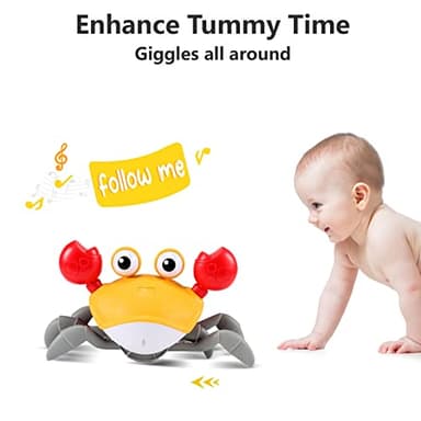 Crawling Crab Baby Toy Gifts: Tummy Time Toys Walking Dancing Cute Essentials Electric Induction Sensory Stuff Moving Babies Crabs with Light Up Music for Toddler Boys Girls Items Interaction Gadgets - Image 6