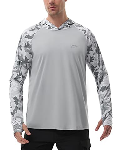 FISHEAL Men's Performance Fishing Hoodie Shirt with Thumbholes - UPF 50 Sun Protection Camo Long Sleeve Shirts Quick-Dry - Image 1