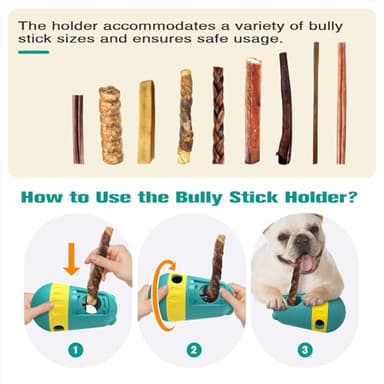 Dog Puzzle Toys Dog Treat Dispensing with Bully Sticks Holder Security Hold Device Interactive Toy to Keep Them Busy Puppy Slow Feeder ,Securely Holds Bully Sticks to Help Prevent Choking. (M-Green) - Image 5