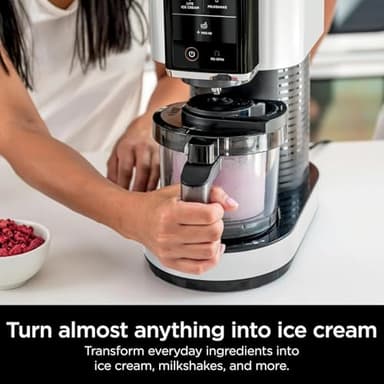 Ninja CREAMi Ice Cream Maker, 5 One-Touch Programs, Includes (2) 16oz Pints with Lids, Transform Frozen Bases to Ice Cream, Sorbets, Milkshakes, Vegan, Dairy-Free Options, NC300 White (Renewed) - Image 4