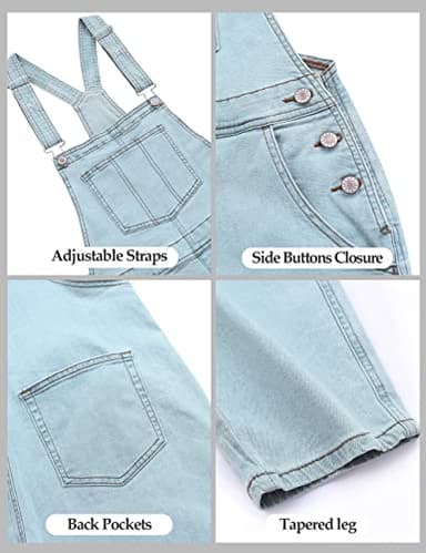 luvamia Flexclusive Women's Casual Adjustable Denim Bib Overalls Jeans Pants Fashion Loose Overall Jumpsuits for Women 2025 Powder Blue Size Medium - Image 7