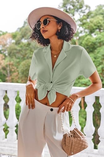 Ekouaer Pajamas Set for Women Short Sleeve Sleepwear Button Down Pjs Lounge Sets Soft Nightwear Aqua Green Medium - Image 5