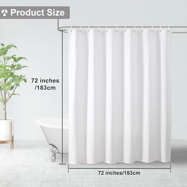 OVZME Berry White Shower Curtain Set, Embossed Textured Fabric Bathroom Curtain for Bathroom - Soft Cloth & Hotel Spa, Water Resistance, Machine Washable Shower Curtain with 12 Hooks, 72X72, White - Image 4