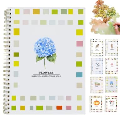 Watercolor Workbooks Coloring Book Beginner Friendly Painting Kit Easy Nature Scenes Paint Set Art Crafts for Creative Exploration Gift for Adults Teens (Flowers, Without Palette) - Image 1