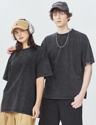 Arssm 3 Pack Men Oversized T Shirts Vintage Tee Loose Fit Short Sleeve Casual Streetwear Baggy Washed Unisex Tops(BlackBeigePink-XXL) - Image 6