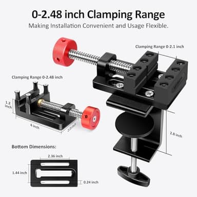 ArtyMaster Mini Drill Press Vise with Rubber Soft Jaws, 0-2.48" Clamping Range Mini Vice Clamp for Crafts, Jewelry Making, Modeling and Repairs, Precision Aluminum Small Vise for Small Projects - Image 5