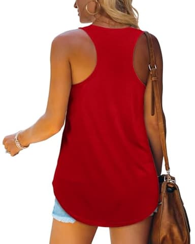 Racerback Tank Tops for Women Loose Fit Red Tank Top Dressy Casual S - Image 2