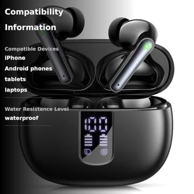 Ear Buds Wireless Earbuds - Bluetooth 5.3 Headphones (48H Playback) Built in Mic with LED Display Charging Case, IP7 Waterproof Earphone for iPhone Andriod Phones Laptop Sports Workout - Image 3
