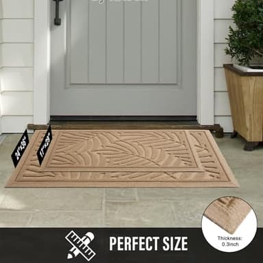 HIYARD Front Door Mat, Absorbent Resist Dirt Welcome Door Mat Indoor Outdoor, Waterproof Doormat, Sturdy Non Slip Backing, Fade Resistant, Low Profile Entry Mat for Entryway, 29×17, Beige - Image 7