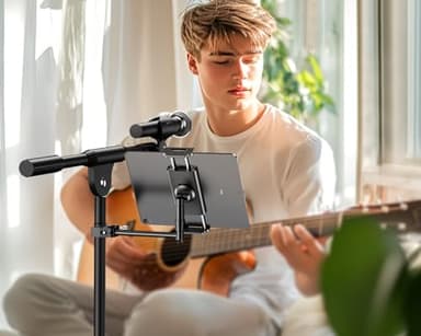 elitehood Aluminum iPad Holder for Mic Stand, Side Mount iPad Music Stand Holder for Microphone, 360° Swivel Tilt Adjustable Mic Tablet Mount for 4-13in iPhone, Cell Phones and Tablets - Image 8