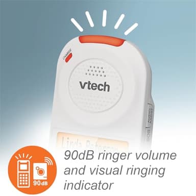 VTech SN5147 Amplified Corded/Cordless Senior Phone with Answering Machine, Call Blocking, 90dB Extra-Loud Visual Ringer, One-Touch Audio Assist on Handset up to 50dB, White - Image 6