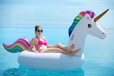 Jasonwell Giant Inflatable Unicorn Pool Float Floatie Ride On with Fast Valves Large Rideable Blow Up Summer Beach Swimming Pool Party Lounge Raft Decorations Toys Kids Adults - Image 2