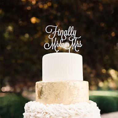HappyPlywood Finally Mr and Mrs Wedding Cake topper (6' silver) - Image 2